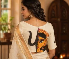 Hand-Painted Shiva-Shakti Blouse Traditional Design